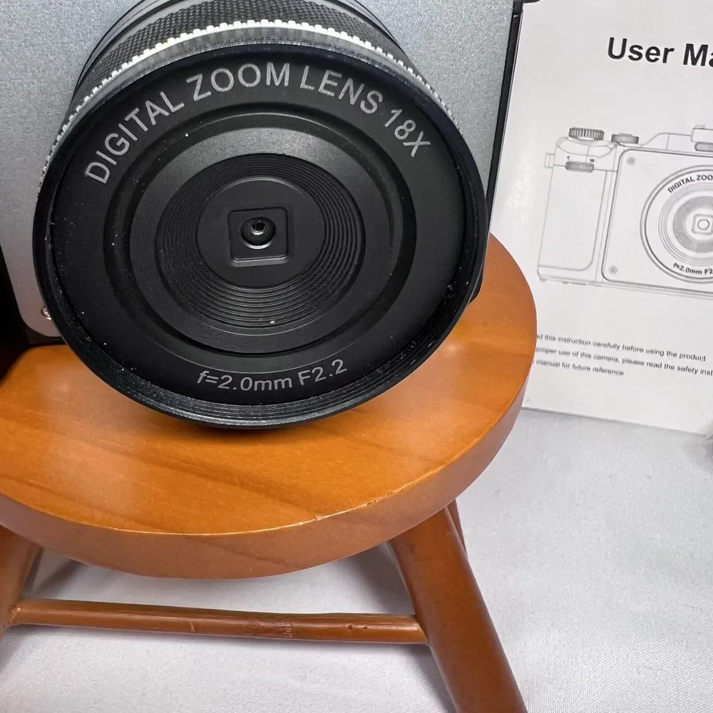 4K Ultra HD camera digital zoom lens 18x. F=2.0mm. F2.2. Records and takes photo